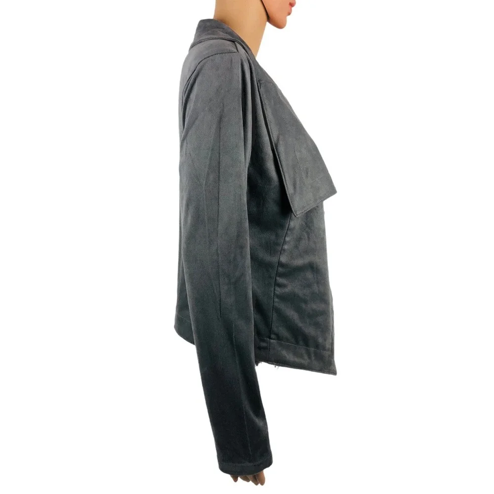 Romeo & Juliet Couture Womens Large Gray Polyester Faux Suede Open NWT $155